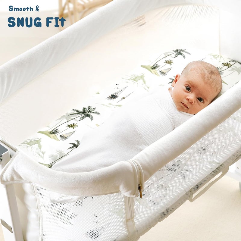 GRSSDER Stretchy Ultra Soft Fitted Bassinet Sheets 3 Pack, Universal Fit for Baby Cradle Moses Basket Oval Rectangle Mattress Safe and Snug, Sunny Holiday Print - Image 3